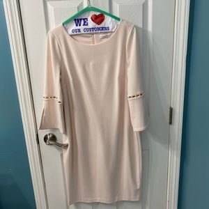 Pink pearled long sleeve dress baptism dress